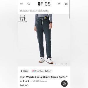 FIGS High Waisted Yola Skinny Scrub Pants in Dark Harbor